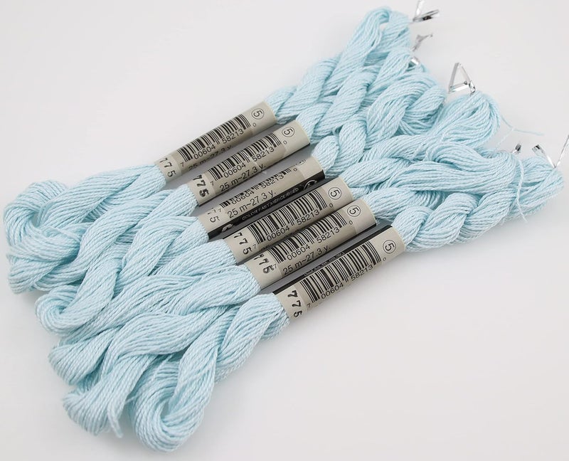 KCS 25 M/Skein Mercerized Pearl Cotton Crochet Needlepoint Thread,Size 5,6 skeins,Baby Blue vy it - Image 5